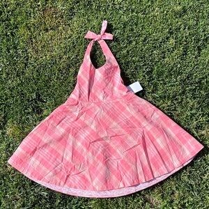 Vineyard Vines Menemaha Halter Dress Madras Hibiscus Pink Size 2T NWT Preppy